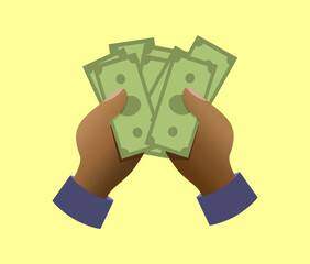 Illustration of two hands holding money