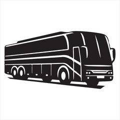 Highway Cruiser Long-Distance Bus Silhouette Design ,  black colour vactor 