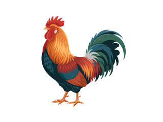 Fototapeta premium Colorful Rooster Standing Proudly isolated on a transparent background