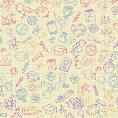 Colorful Hand-Drawn Education Seamless Pattern Background