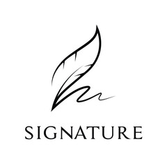 signature with feather pen loog design concept idea
