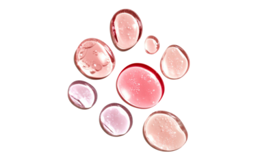  pink and rose colored liquid drops isolated on transparent background