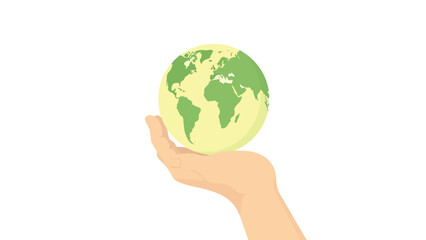 Minimal Hand Holding Earth Clean Vector Symbol of Care