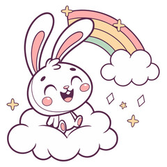 Cute Happy Easter Illustration and vector graphics