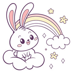 Cute Happy Easter Illustration and vector graphics