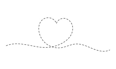 Hand drawn dotted heart line, love decorative elements vector icon isolated on transparent background. EPS 10	