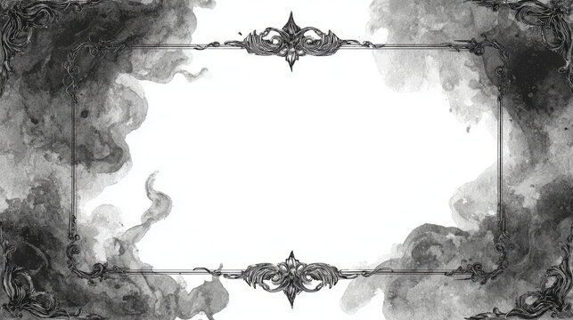 Gothic frame with dark decorative corners and ghostly fog