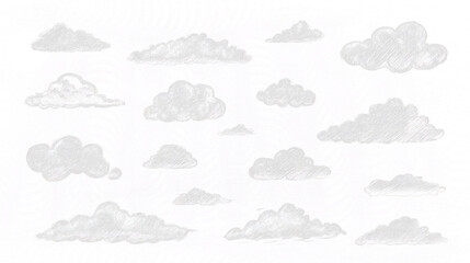 sketch-style cloud icons in white ink