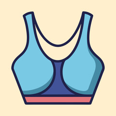 Stylized light blue sports bra with navy trim and red accent