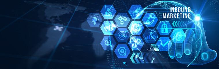 Business, technology, internet and network concept. Virtual screen of the future and sees the inscription: Inbound marketing. 3d illustration
