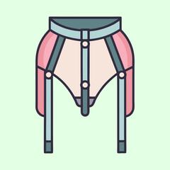 Stylized cartoon illustration of a fashion garment or harness item isolated
