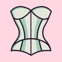 Stylized pastel corset illustration in vector format on a pink background