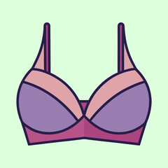Stylish and comfortable light purple bra vector illustration with dark outlines