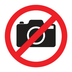 No photography video prohibited forbidden area sign, No photo no video recording set silhouette icon, camera icon, No recording or taking pictures sign, Prohibiting the use of cameras or phones