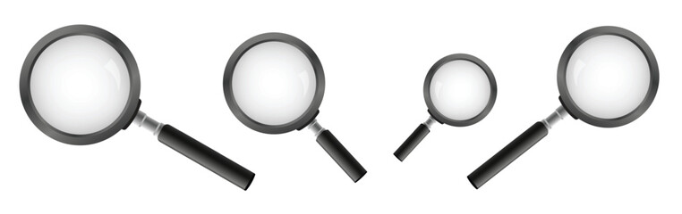 Search icon vector. Magnifying glass with Transparent Background. Magnifier, big tool instrument. Magnifier loupe search.