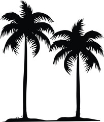 Silhouette Plum Tree Vector Art