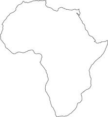 outline of Africa continental, African continent without country boundaries or labels