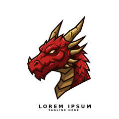 Naklejka premium Red Dragon Vector Logo Facing Right