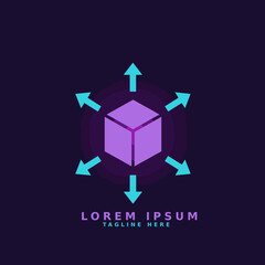 Fototapeta premium Cube with Arrows Vector Icon