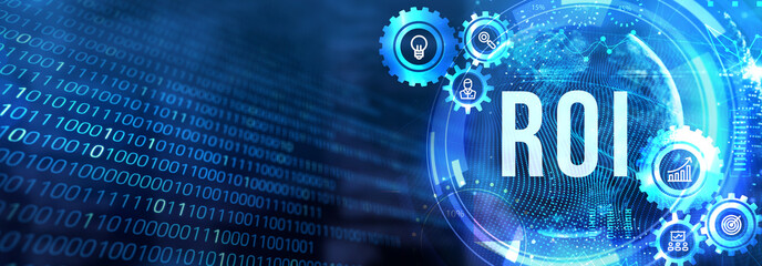 ROI Return on investment financial growth concept. Business, Technology, Internet and network concept. 3d illustration