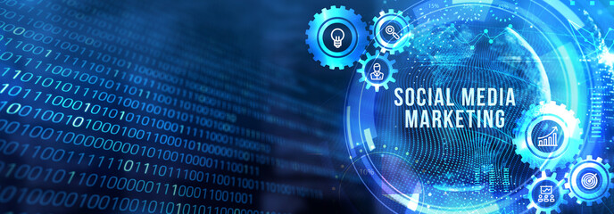 Business, Technology, Internet and network concept. SMM Social Media Marketing. 3d illustration