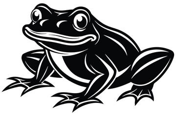 Isolated monochrome frog illustration showcases bold lines and sleek design for applications