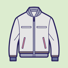 Minimalist illustration of a modern varsity jacket with pockets and ribbing