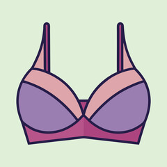 Stylish and comfortable light purple bra vector illustration with dark outlines