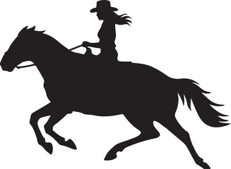 Horse racing silhouette, rider, horse, cowgirl riding a horse silhouette, rider and horse silhouette vector