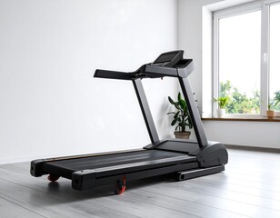 Modern treadmill in a bright room