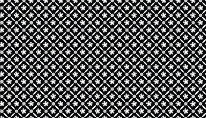 Seamless floral pattern with small white flower motifs arranged in a diagonal grid on a black background. A playful and elegant design ideal for fabric prints, packaging, or digital wallpapers