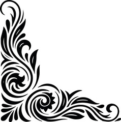 Decorative Art Deco Floral Swirl Vector Element