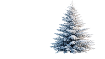 Snow-covered fir tree with icy tips, Transparent background, PNG file