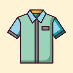 Stylized cartoon shirt with short sleeves and front pocket graphic art