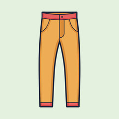Illustration of a stylish pair of orange pants with red accents