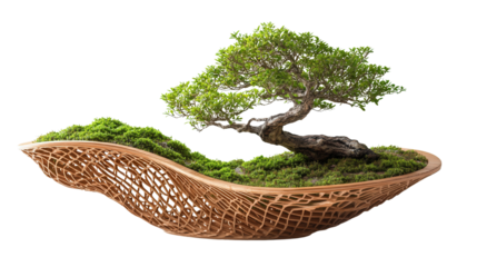 Spiral lattice bonsai, Transparent background, PNG file