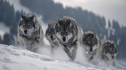 Pack Wolves Running