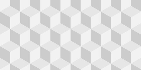 Fototapeta premium Structure white block box cube seamless pattern grid vintage surface triangle web monochrome square texture white overlap cubic background. 