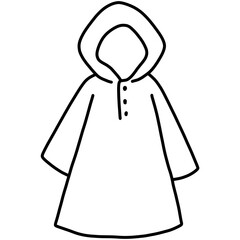 Hand drawn raincoat cartoon illustration outline 