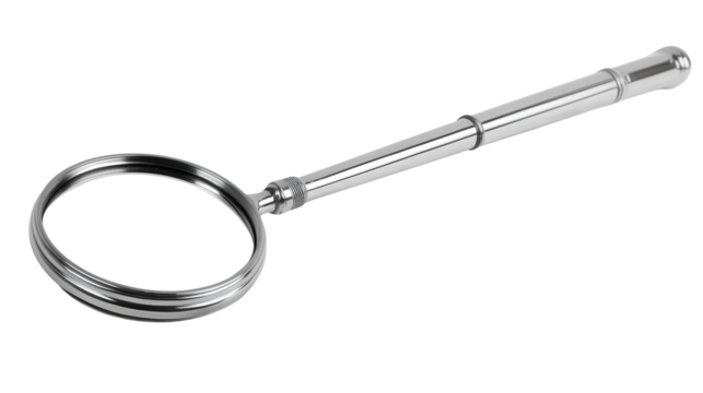Telescopic inspection mirror, Transparent background, PNG file