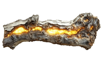 Transparent bark tree with glowing sap, Transparent background, PNG file