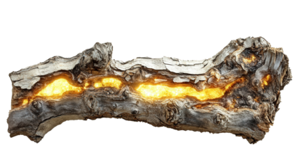Transparent bark tree with glowing sap, Transparent background, PNG file