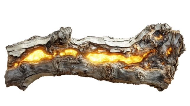 Transparent bark tree with glowing sap, Transparent background, PNG file