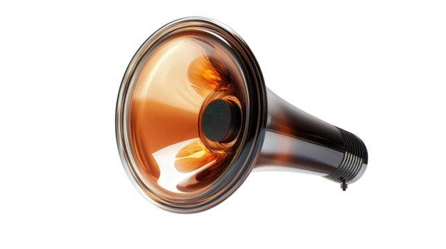 Transparent speaker cone with magnetic coil, Transparent background, PNG file