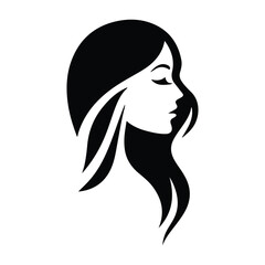 beauty woman logo silhouette color and stroke vector, female icon, woman Face logo