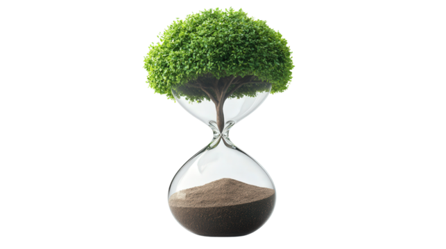 Tree shaped like an hourglass, Transparent background, PNG file - Powered by Adobe