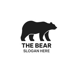 Bear logo in silhouette style. Creative animal vector illustration. Bear logo concept in minimalist shape. 