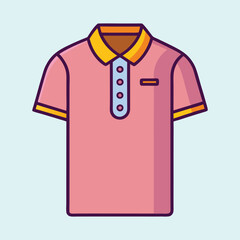 Stylized illustration of a pink polo shirt with a yellow collar