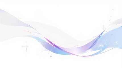 Abstract Light Blue and Purple Gradient Wave on White Background with Stars, Creating a Soft and Vital Atmosphere for Presentations
