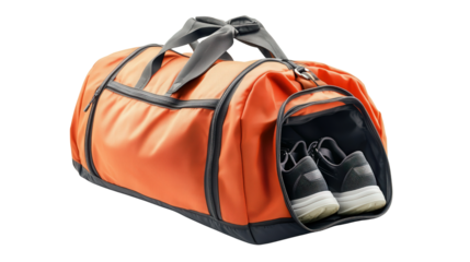 Soft nylon duffel with shoe compartment Transparent background, PNG file